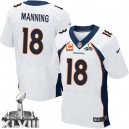 Men Nike Denver Broncos &18 Peyton Manning Elite White C Patch Super Bowl XLVIII NFL Jersey