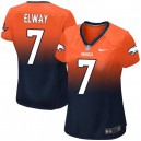 Women Nike Denver Broncos &7 John Elway Elite Orange/Navy Fadeaway NFL Jersey