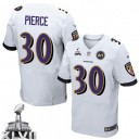 Men Nike Baltimore Ravens &30 Bernard Pierce Elite White Super Bowl XLVII NFL Jersey