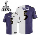 Men Nike Baltimore Ravens &5 Joe Flacco Elite Team/Road Two Tone Super Bowl XLVII NFL Jersey