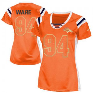 Femmes Nike Denver Broncos # 94 DeMarcus Ware élite Orange lui projet Shimmer NFL Maillot Magasin