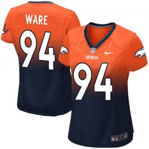 Femmes Nike Denver Broncos # 94 DeMarcus Ware élite Orange/Navy Fadeaway NFL Maillot Magasin