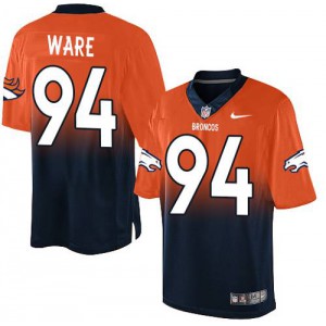Hommes Nike Denver Broncos # 94 DeMarcus Ware élite Orange/Navy Fadeaway NFL Maillot Magasin