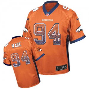 Hommes Nike Denver Broncos # 94 DeMarcus Ware élite Orange Drift mode NFL Maillot Magasin
