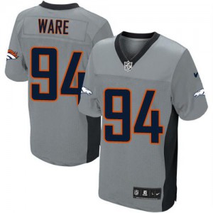 Hommes Nike Denver Broncos # 94 DeMarcus Ware élite gris ombre NFL Maillot Magasin