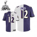 Men Nike Baltimore Ravens &12 Jacoby Jones Elite Team/Road Two Tone Super Bowl XLVII NFL Jersey