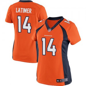 Femmes Nike Denver Broncos # 14 Cody Latimer élite Orange équipe NFL Maillot Magasin de couleur