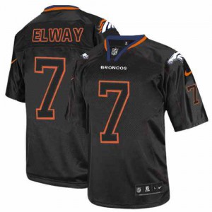 Broncos de Denver de Nike # 7 John Elway Lights Out maillot NFL élite noir