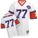 Mitchell And Ness Denver Broncos &77 Karl Mecklenburg White With 75TH Patch Authentic Throwback NFL Jersey
