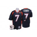 Mitchell And Ness Denver Broncos &7 John Elway Navy Blue Super Bowl Patch Authentic Throwback NFL Jersey