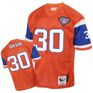 Mitchell et Ness Denver Broncos # 30 Terrell Davis Orange Throwback authentiques NFL maillot