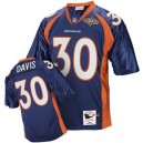 Mitchell And Ness Denver Broncos &30 Terrell Davis Navy Blue Super Bowl Patch Authentic Throwback NFL Jersey