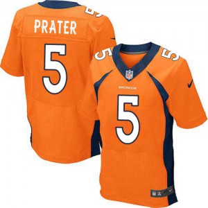 Hommes Nike Denver Broncos # 5 Matt Prater élite Orange équipe NFL Maillot Magasin de couleur