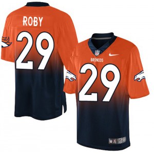 Hommes Nike Denver Broncos # Bradley 29 Élite Roby Orange/Navy Fadeaway NFL Maillot Magasin