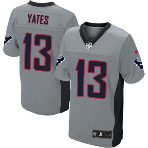 Hommes Nike Houston Texans # 13 T.J. Yates élite gris ombre NFL Maillot Magasin