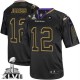 Men Nike Baltimore Ravens &12 Jacoby Jones Elite Lights Out Black Super Bowl XLVII NFL Jersey