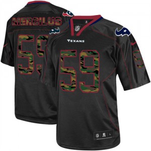 Hommes Nike Houston Texans # 59 Whitney Mercilus Élite noire Camo Fashion NFL Maillot Magasin