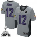 Men Nike Baltimore Ravens &12 Jacoby Jones Elite Grey Shadow Super Bowl XLVII NFL Jersey