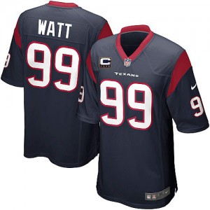 Jeunesse Nike Houston Texans # 99 Watt J.J. élite équipe bleu marine couleur C Patch NFL Maillot Magasin