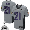 Men Nike Baltimore Ravens &21 Lardarius Webb Elite Grey Shadow Super Bowl XLVII NFL Jersey