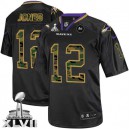 Men Nike Baltimore Ravens &12 Jacoby Jones Elite Black Camo Fashion Super Bowl XLVII NFL Jersey