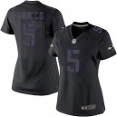 Women Nike Baltimore Ravens &5 Joe Flacco Elite Black Impact NFL Jersey