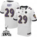 Men Nike Baltimore Ravens &29 Michael Huff Elite White Super Bowl XLVII NFL Jersey