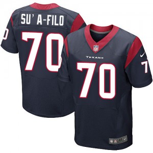 Hommes Nike Houston Texans # 70 Xavier su-Filo élite bleu marine équipe NFL Maillot Magasin de couleur