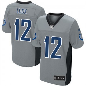 Hommes Nike Indianapolis Colts # 12 Andrew Luck élite gris ombre NFL Maillot Magasin