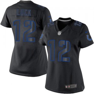 Femmes Nike Indianapolis Colts # 12 Andrew Luck élite noir incidence NFL Maillot Magasin