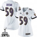 Women Nike Baltimore Ravens &59 Arthur Brown Elite White Super Bowl XLVII NFL Jersey