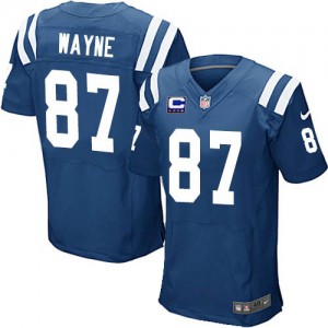 Hommes Nike Indianapolis Colts # 87 Reggie Wayne Élite bleu Royal équipe couleur C Patch NFL Maillot Magasin