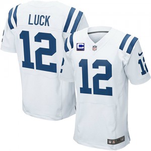 Hommes Nike Indianapolis Colts # 12 Andrew Luck élite blanc C Patch NFL Maillot Magasin