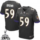 Men Nike Baltimore Ravens &59 Arthur Brown Elite Black Alternate Super Bowl XLVII NFL Jersey