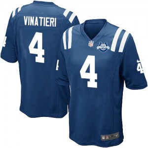 Colts d'Indianapolis de jeunesse Nike # 4 Adam Vinatieri Élite bleu Royal équipe couleur 30 saisons Patch NFL Maillot Magasin