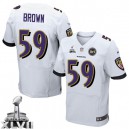 Men Nike Baltimore Ravens &59 Arthur Brown Elite White Super Bowl XLVII NFL Jersey