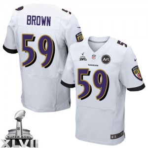 Hommes Nike Baltimore Ravens # 59 Arthur Brown Élite blanc Super Bowl XLVII NFL Maillot Magasin
