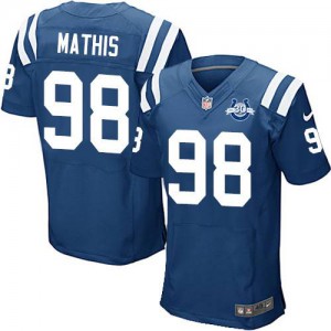 Hommes Nike Indianapolis Colts # 98 Robert Mathis Élite bleu Royal équipe couleur 30 saisons Patch NFL Maillot Magasin