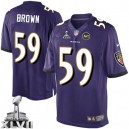 Youth Nike Baltimore Ravens &59 Arthur Brown Elite Purple Team Color Super Bowl XLVII NFL Jersey
