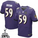 Men Nike Baltimore Ravens &59 Arthur Brown Elite Purple Team Color Super Bowl XLVII NFL Jersey