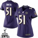 Women Nike Baltimore Ravens &51 Daryl Smith Elite Purple Team Color Super Bowl XLVII NFL Jersey