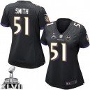 Women Nike Baltimore Ravens &51 Daryl Smith Elite Black Alternate Super Bowl XLVII NFL Jersey