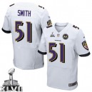 Men Nike Baltimore Ravens &51 Daryl Smith Elite White Super Bowl XLVII NFL Jersey