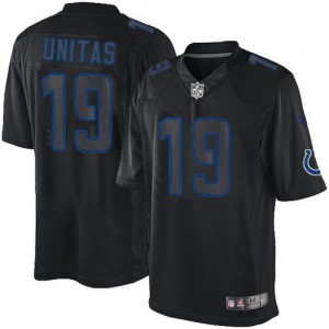 Hommes Nike Indianapolis Colts # 19 Johnny Unitas Élite Noir Impact NFL Maillot Magasin