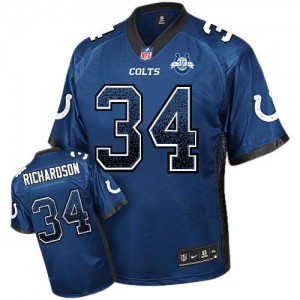 Hommes Nike Indianapolis Colts # 34 Trent Richardson élite Royal BLue Drift mode Patch de 30 saisons NFL Maillot Magasin