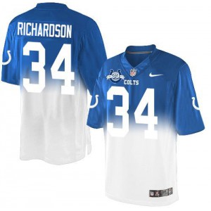 Hommes Nike Indianapolis Colts # 34 Trent Richardson élite bleu Royal/blanc Fadeaway Patch de 30 saisons NFL Maillot Magasin
