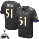 Men Nike Baltimore Ravens &51 Daryl Smith Elite Black Alternate Super Bowl XLVII NFL Jersey