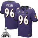 Men Nike Baltimore Ravens &96 Marcus Spears Elite Purple Team Color Super Bowl XLVII NFL Jersey