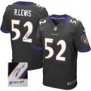 Men Nike Baltimore Ravens &52 Ray Lewis Black Alternate Elite Autographed NFL Jersey