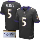 Men Nike Baltimore Ravens &5 Joe Flacco Black Alternate Elite Autographed NFL Jersey